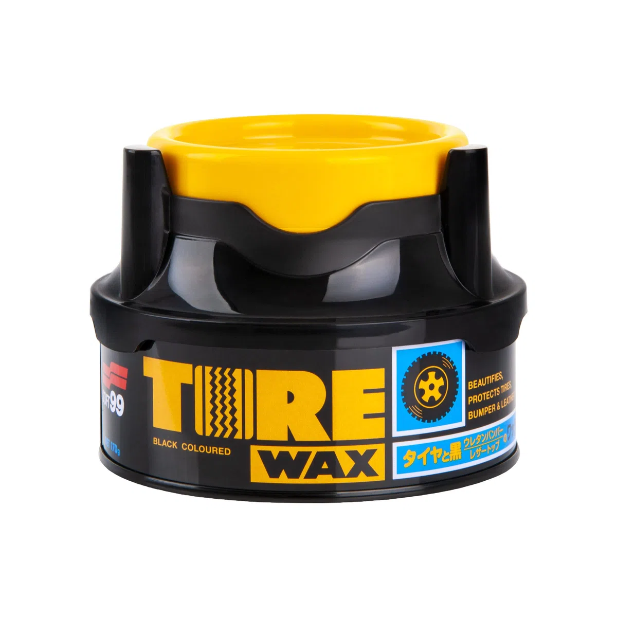 SOFT99 Tire Black Wax 170 g - Apósito mate para neumáticos de coche, mejora la negrura y el brillo de los neumáticos, deja un acabado natural, protección contra la suciedad, la humedad y los rayos UV,