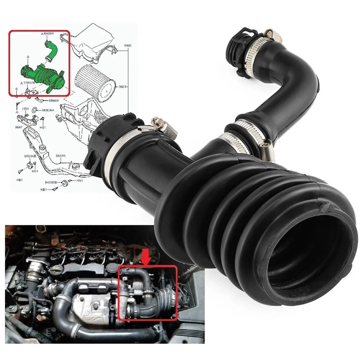 Manguera Turbo Intercooler Tubo Entrada Manguera De Admisión Del Filtro De Aire Para Ford Para Focus MK2 C-MAX 1.6 TDCi 7M519A673EJ 1673571