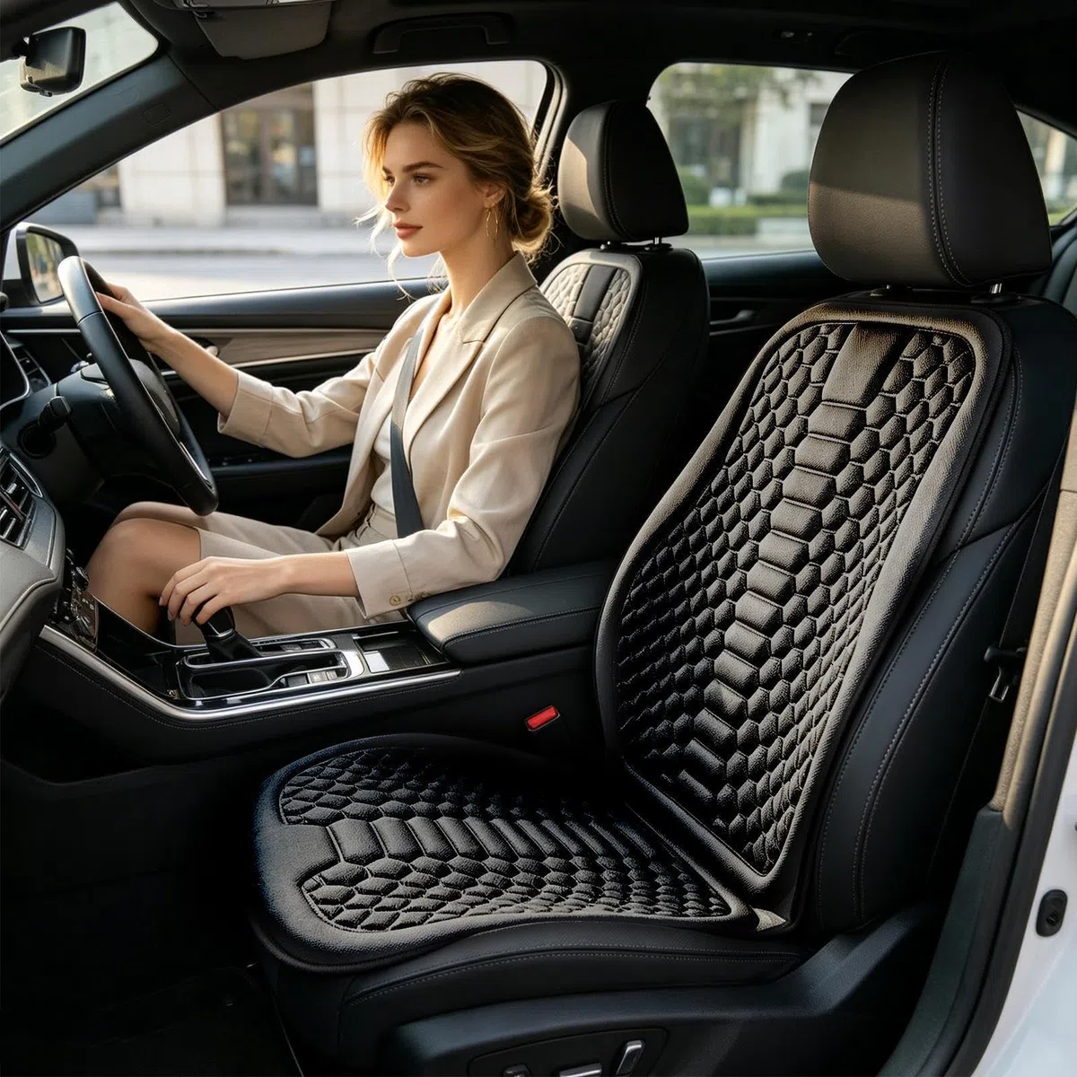 Cojín Refrescante Para Asiento De Coche | Refrescante Y Transpirable | de Asiento Vehículo Seda Fría,Para Conductores Hombres Camiones Sedán SUV Autocaravanas Ciudad Diario Viajes Autopista Largos