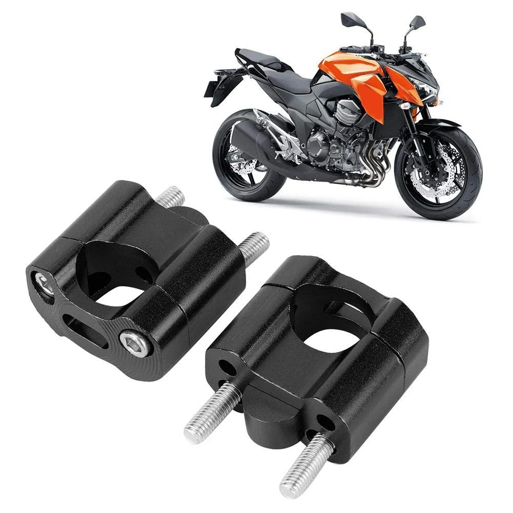 Elevador de eslabones de motocicleta, Par 22 mm / 28 mm Elevador de manillar de motocicleta con aleación de aluminio CNC(Negro)