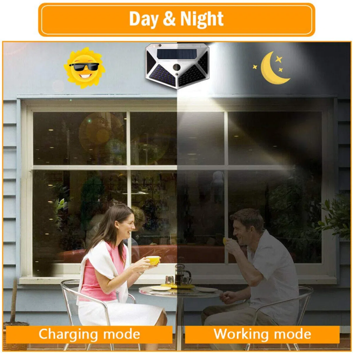 Luces LED solares para toldo de RV, 100 LED, luz Exterior para Porche de Autocaravana, luz con Sensor de Movimiento con 2 Piezas de riel de toldo Deslizante para Furgoneta, Caravana, Autocaravana