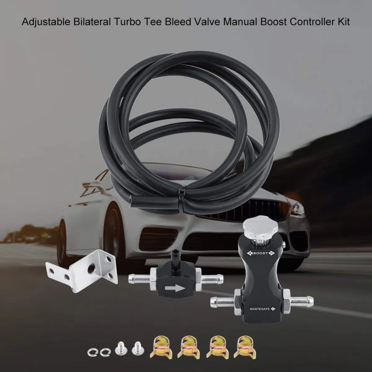 EBTOOLS para controlador boost turbo para controlador boost Controlador Turbo Boost Ajustable Manual Kit de controlador Turbo Boost Válvula de purga en T bilateral con soporte de montaje universal T