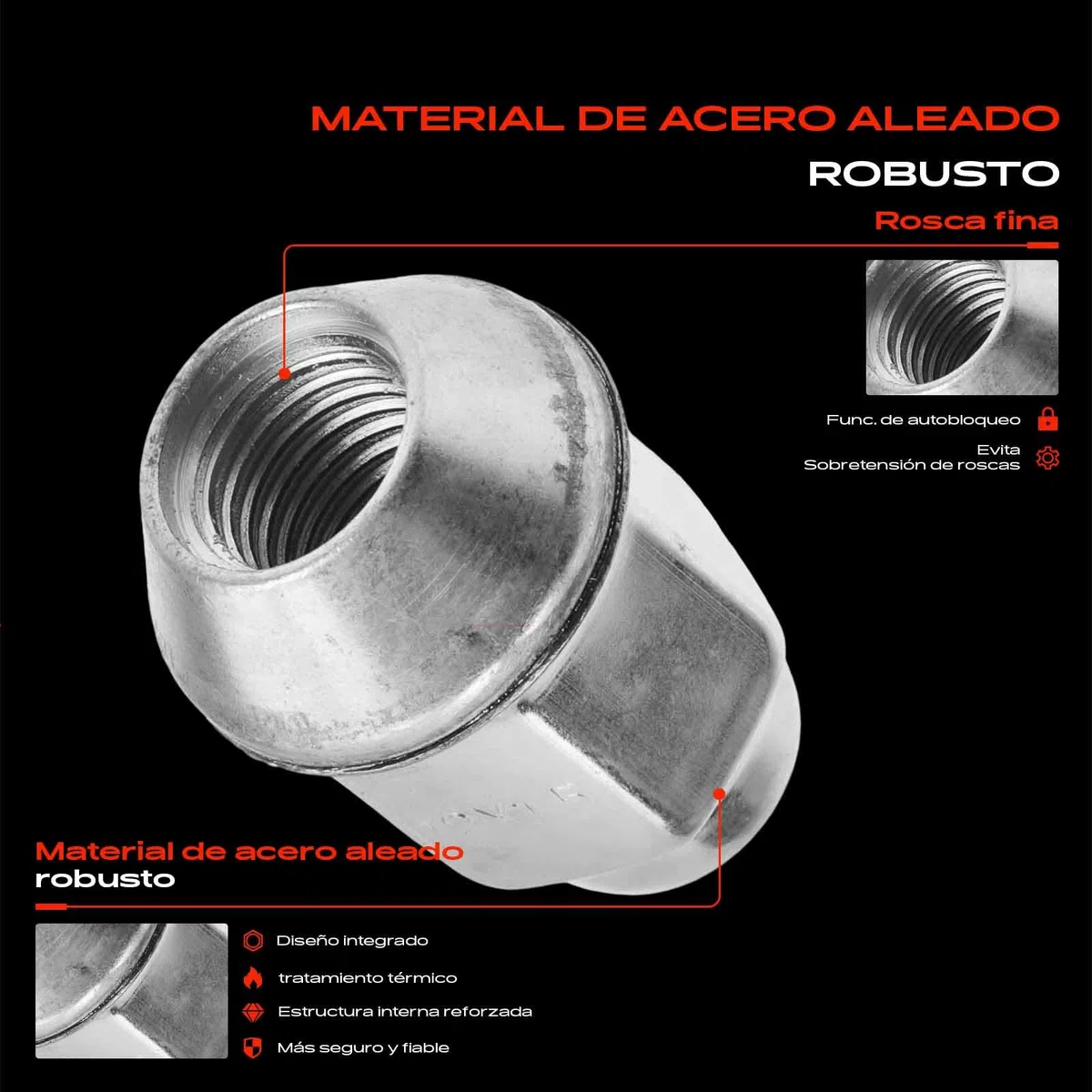 Frankberg Tuerca de rueda; Cojinete Compatible con Mokka/Mokka X J13 Aveo Compacto T300 Orlando J309 Amperiosera R12 Cruze J300 Replace# 611-084