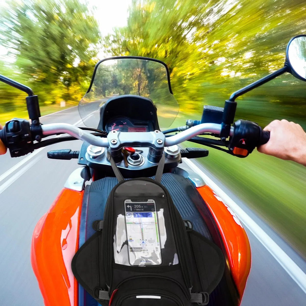 Bolsa de depósito para moto - Soporte magnético y correa impermeable | Bolsa de tanque duradera con bolsillo transparente para teléfono, gran capacidad para, aventura y bicicletas deportivas