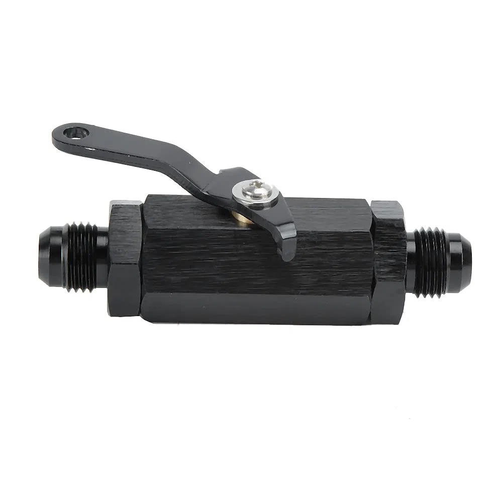 Male Shut Off Valve Fuel Fitting , Shut Off Valve , Fuel Check Valve CNC Y972 6AN Fit for AN6 Fuel Pipe , for Aluminum Alloy Car Refitting (Black)