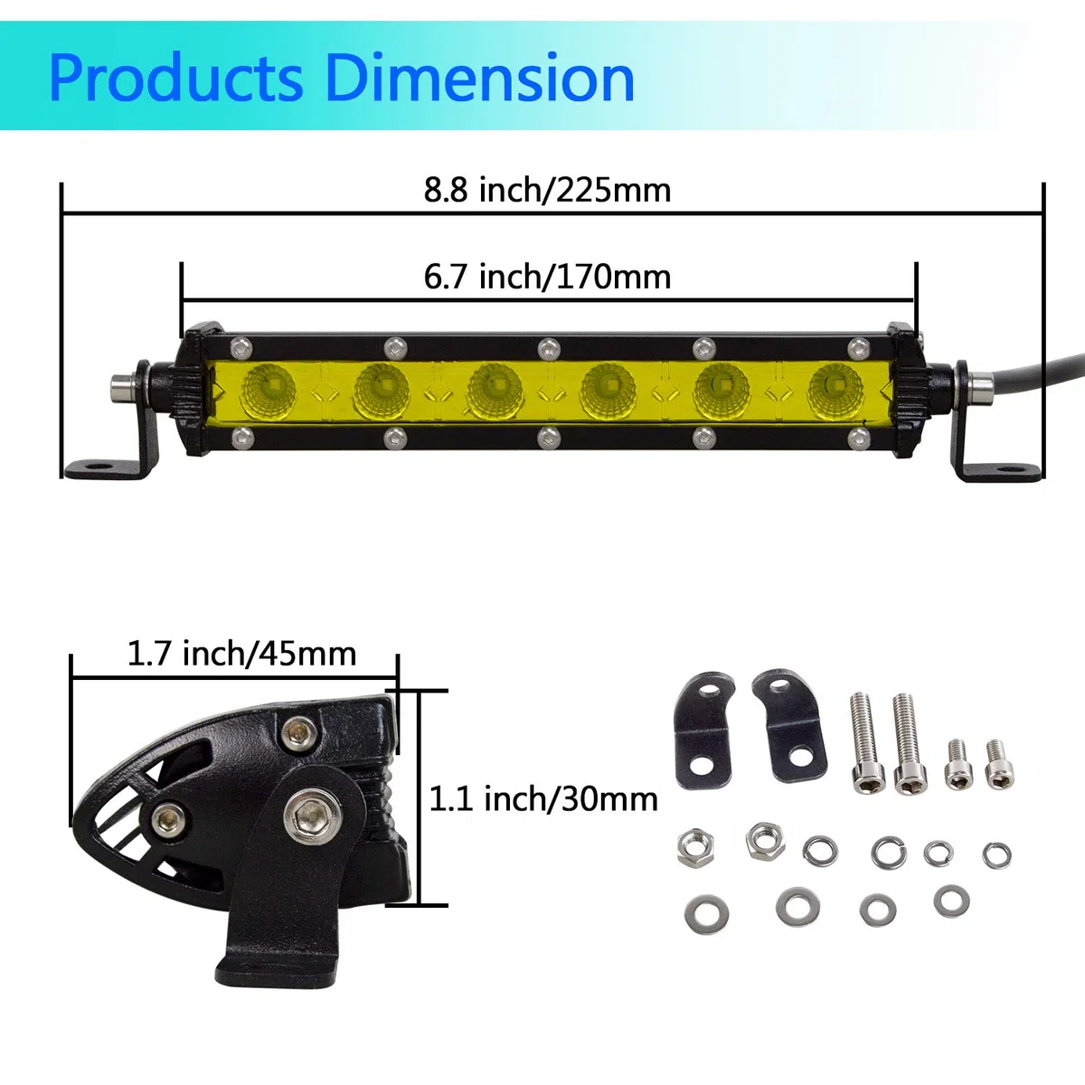 Willpower 2pc 18cm 30W Focos Led Tractor Amarillas Faros Led Trabajo 12V 24V IP67 Impermeable Haz de Inundación Luz de Niebla 6000K Barra Led Coche 4x4 Vehículo Camión Off-Road Barco ATV UTV SUV