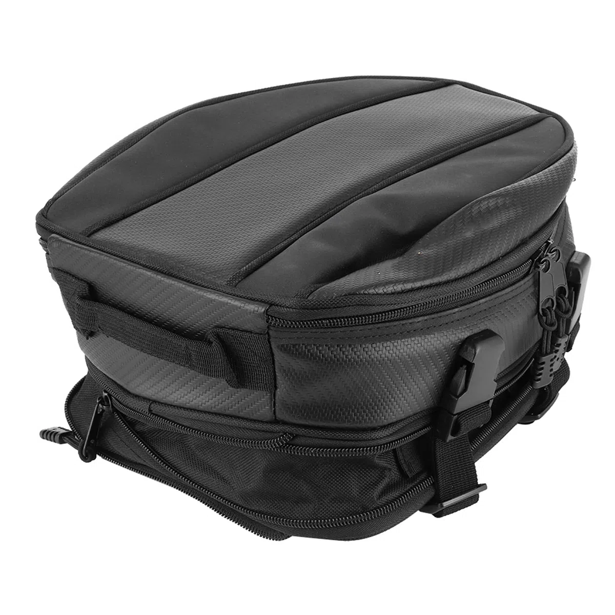 Kuuelyn Bolsa para asiento de motocicleta, cuero PU, negro, impermeable, asiento trasero, casco, cola, equipaje, caja