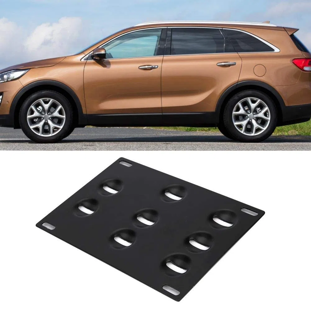 Aramox Portaplacas Para Auto Soporte de matr¨ªcula, aleaci¨de aluminio Parachoques delantero del coche Gancho de remolque Soporte montaje de placa de matr¨ªcula 8 agujeros Soporte ajustable