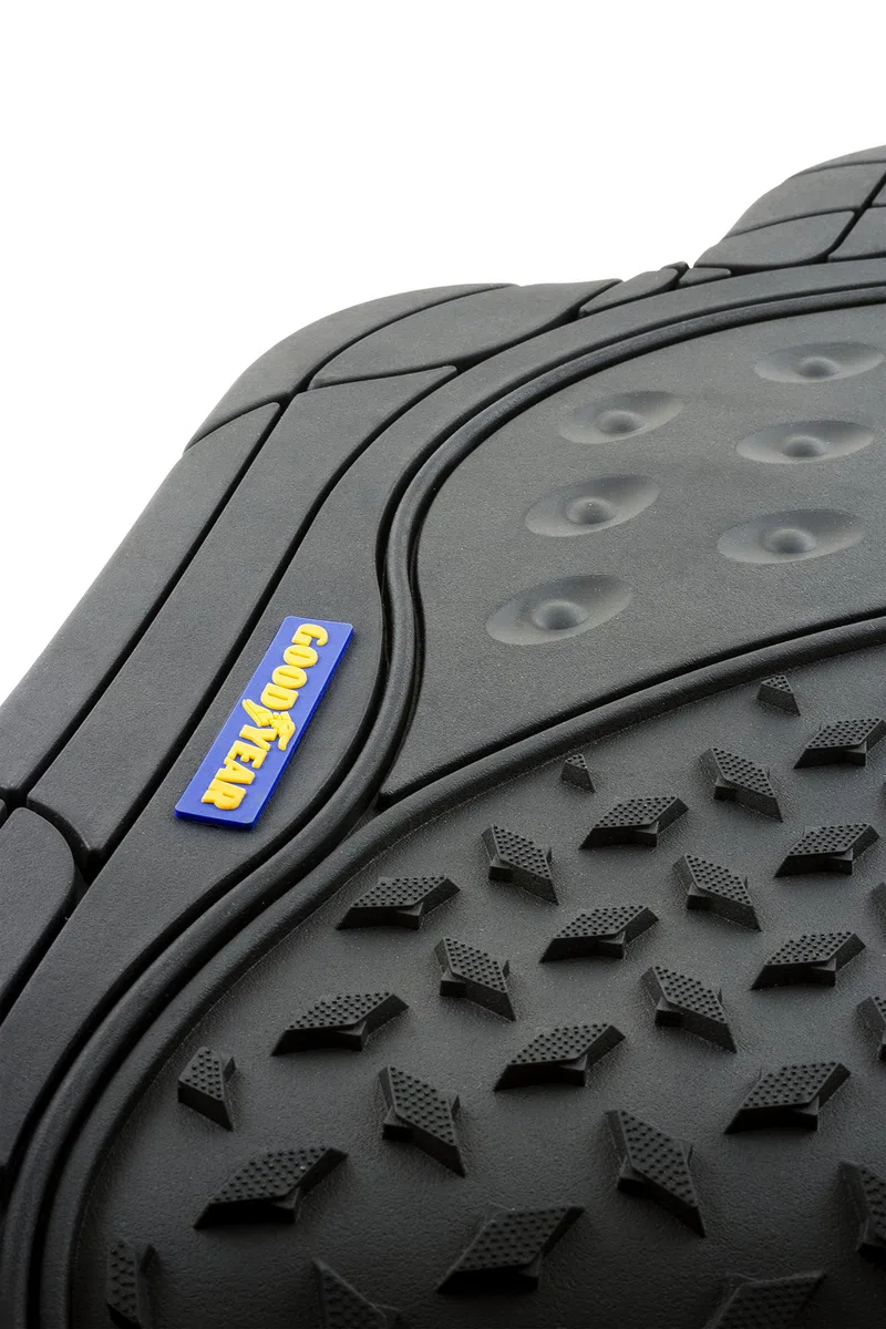 Goodyear Good Year GOD9023 1 Juego de alfombras de Goma, para Coche de pasajeros, Puente recortables Color Goodyear, Negro 3 Piezas