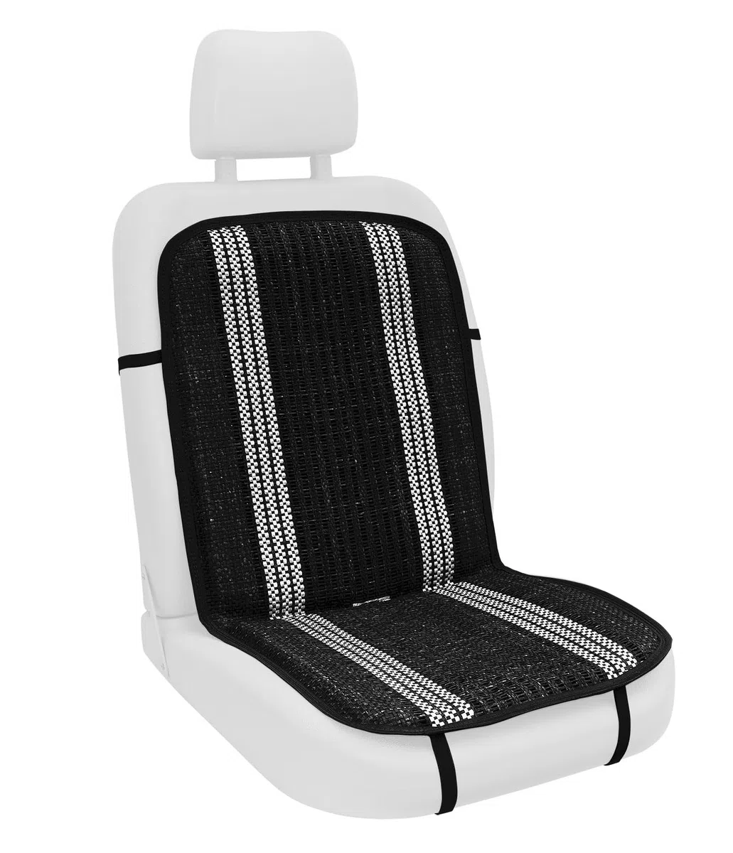 The Boutique for your Car - Respaldo "Don Fresco" Black, Transpirable y Resistente, Compatible con Airbag, Universal, Negro con Líneas Color Natural