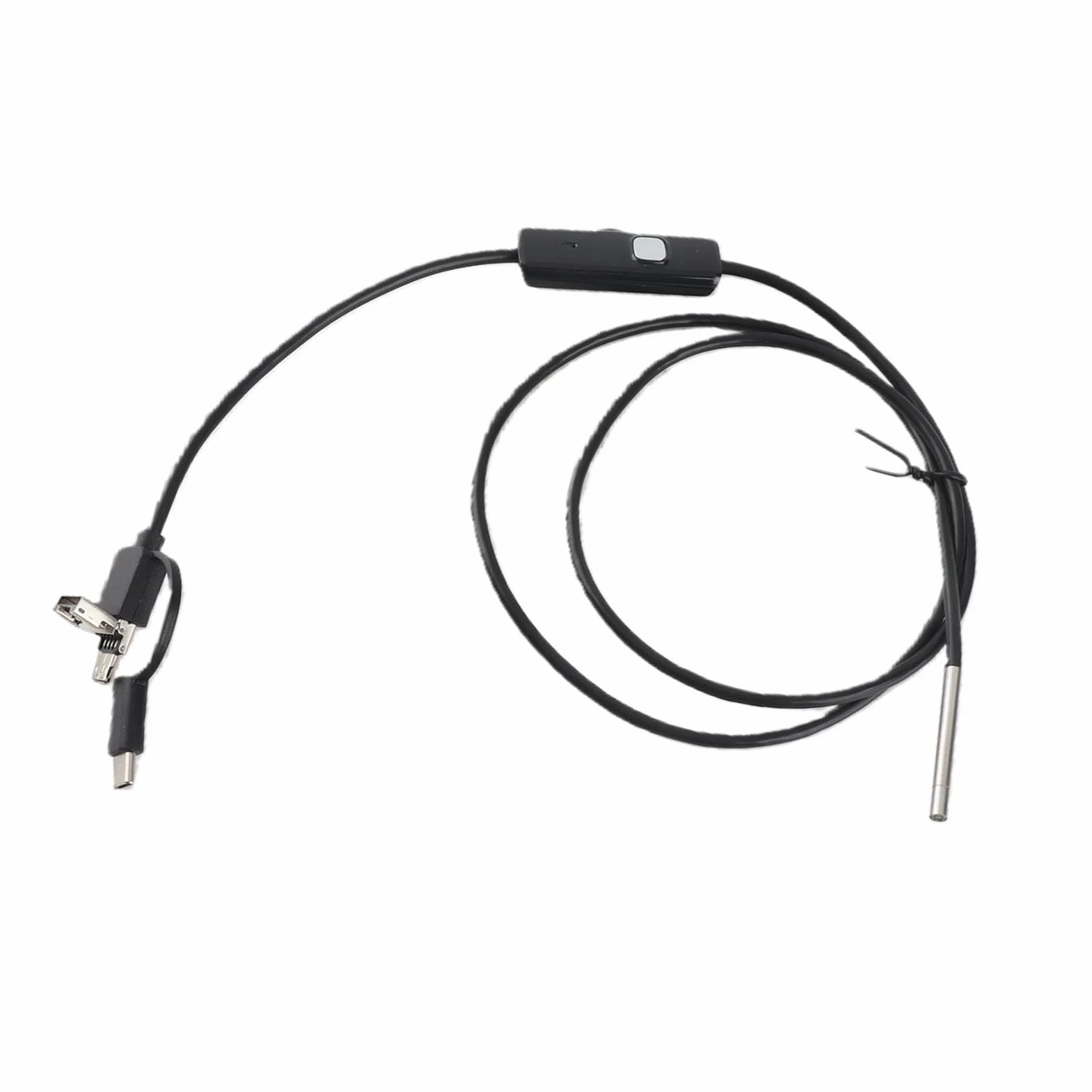 Cámara Endoscópica 3 en 1, Lente de 3,9mm, Boroscopio Impermeable, Inspección, Cámara de Serpiente, Endoscopio para Teléfono Móvil Android TypeC (Alambre Suave de 1 Metro)