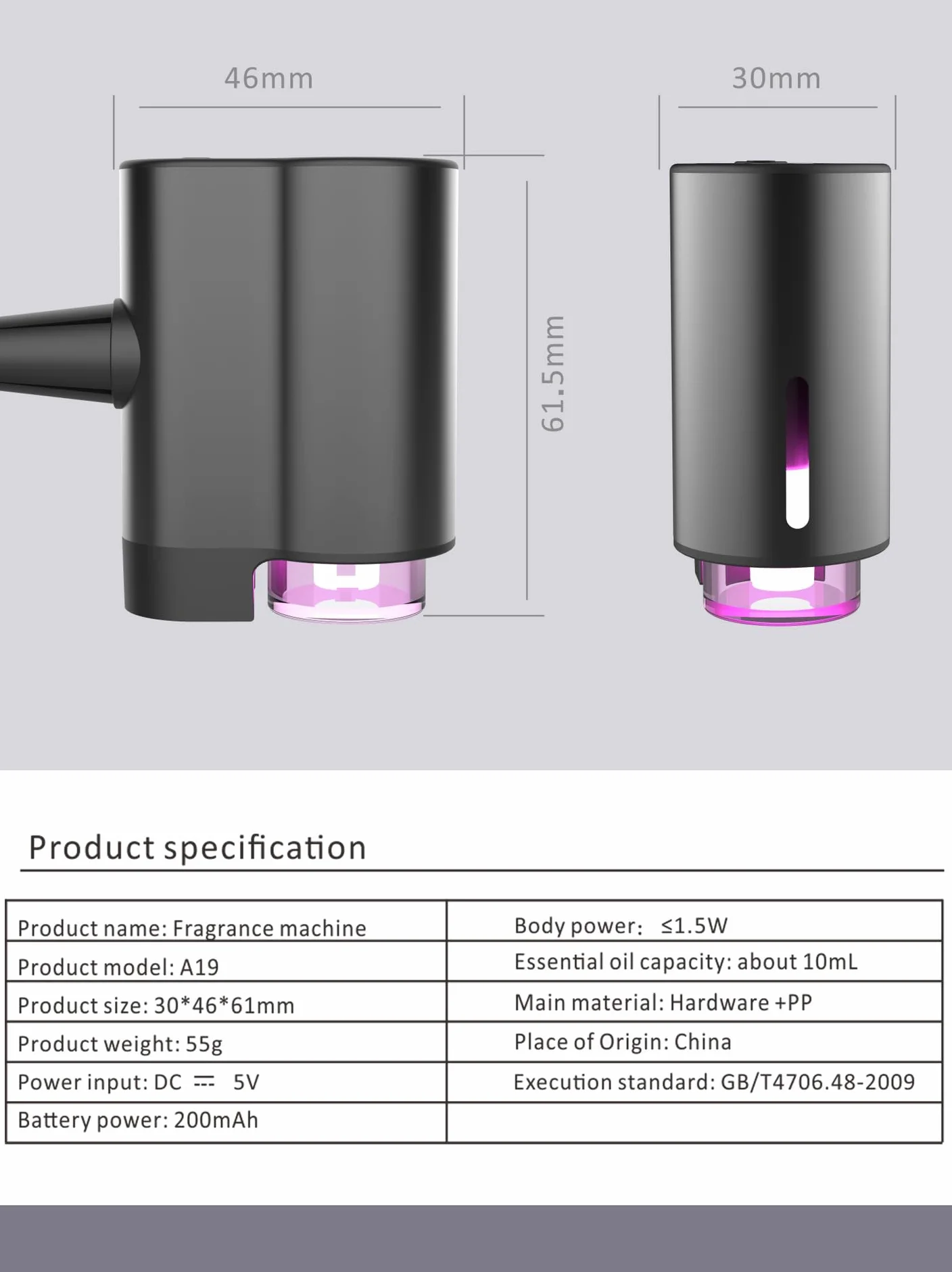 Difusor de aceite esencial recargable inteligente para coche, ambientadores inteligentes con USB, mini humidificador con tecnología de nano atomización, difusor de aromaterapia para coche con 3 luces