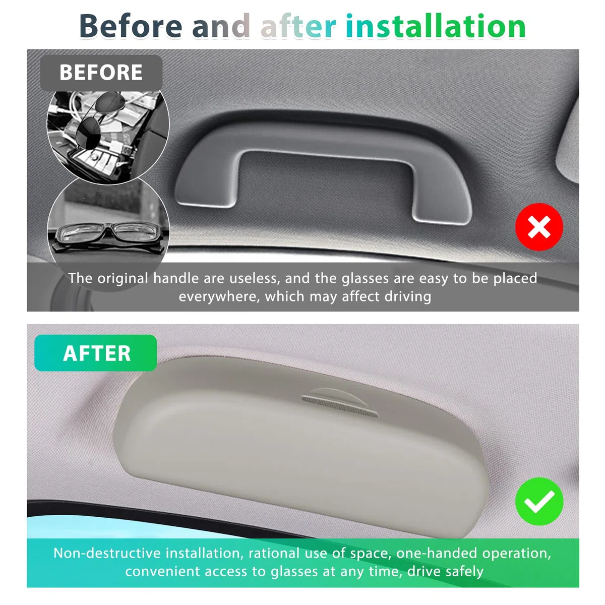 GAFAT Compatible con Toyota C-HR RAV4 Yaris Cross Corolla Cross Camry Rise 2019-2025 2026/ Daihatsu Rocky Taft Tafuto Estuches de Gafas de Sol, Organizadora Caja de almacenamiento Accesorios (Gris)