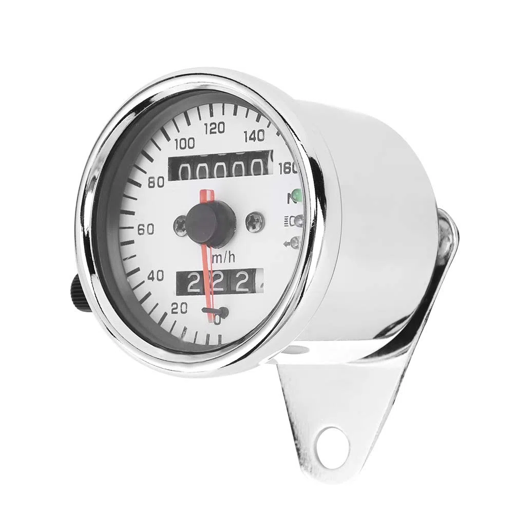 Tyenaza Odómetro de Motocicleta, Velocímetro de Motocicleta GPS LED Visión Nocturna Odómetro Digital Aleación de Aluminio 12V Medidor de Milla, para Automóviles, Motocicletas, Marine(Blanco)