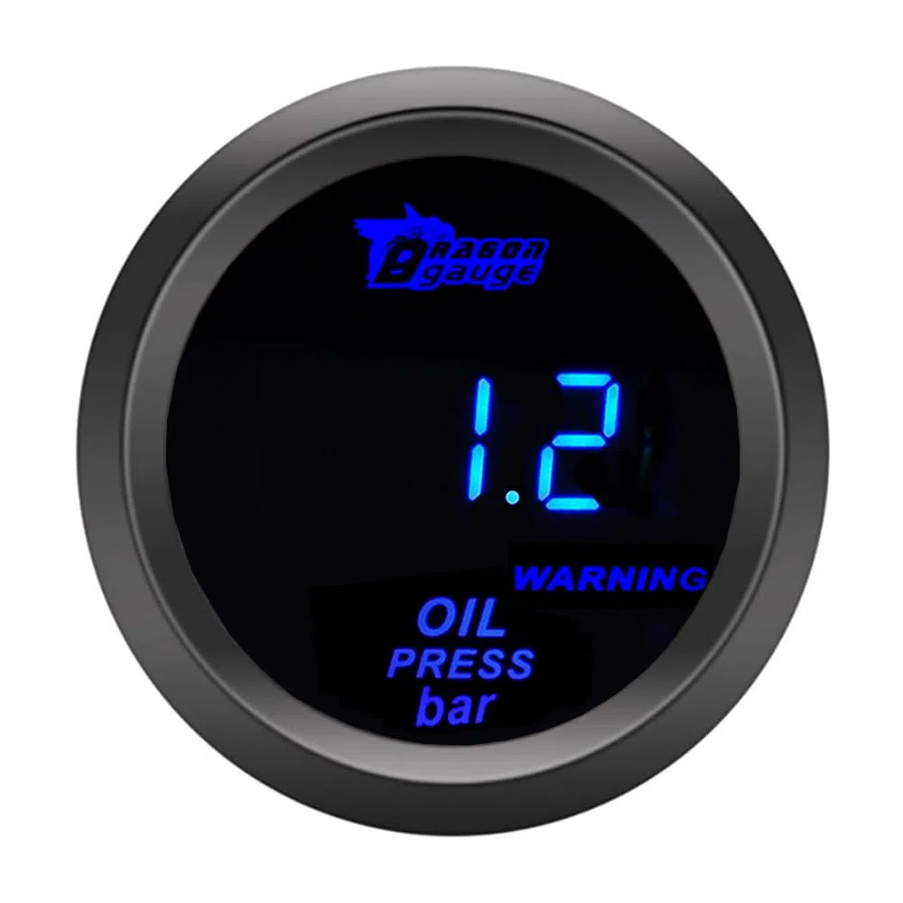 ETOPARS Universal Coche Medidor de Presión del Aceite 2 Pulgadas 52mm Aceite Presión Indicador Digital Bar Aceite Presión Medidor de Calibre Azul Luz Press Instrumentos