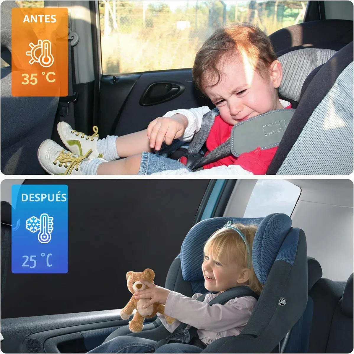 ZATOOTO Parasol Infantil Lateral - para Coche, Bebé/Niños/Mascotas/Adultos, Protección contra Rayos UV, Protección de Privacidad, Plata