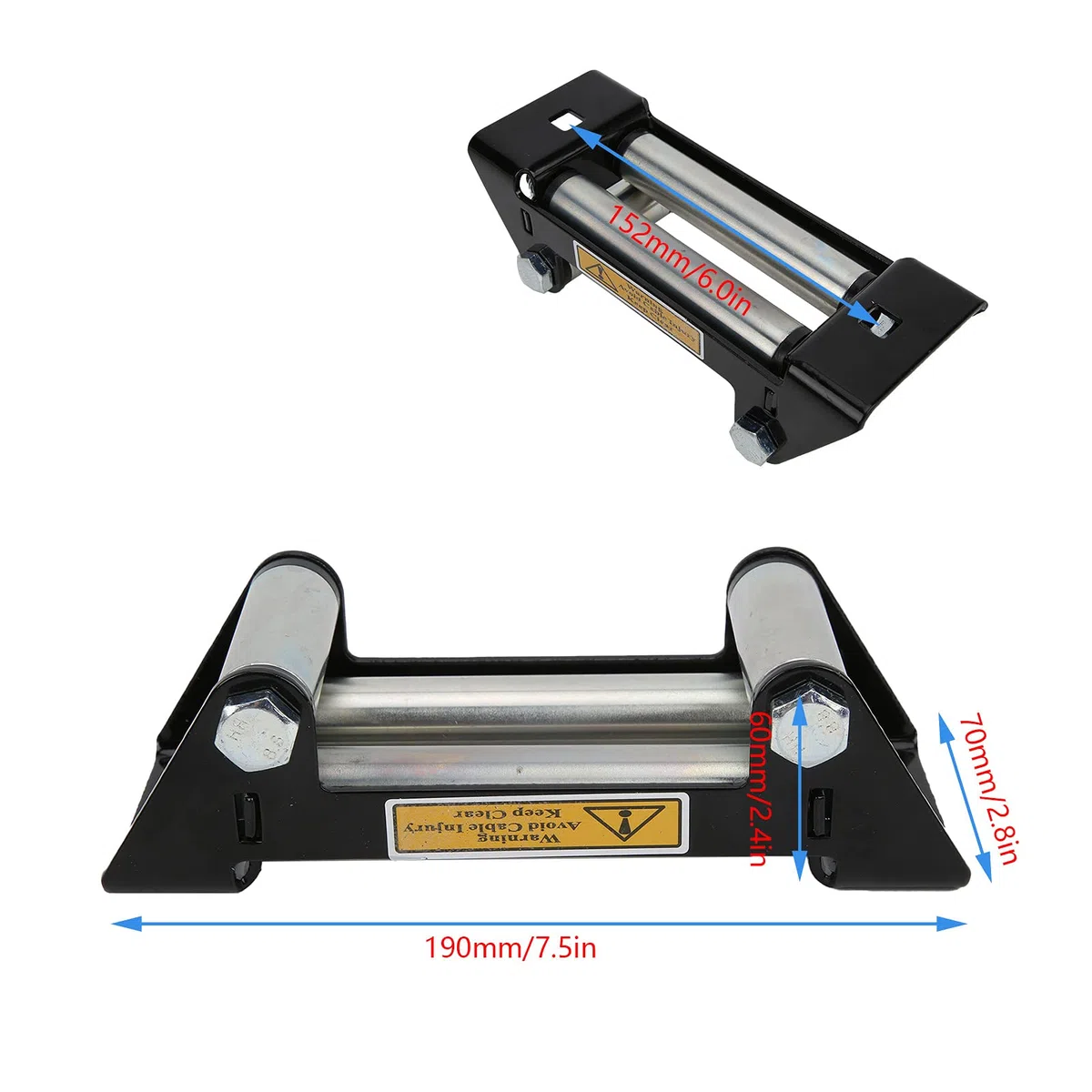 KIMISS Winch Fairlead, Auto Side by Side Winch Roller Fairlead 152mm / 6in Hierro Chapado en Zinc Reemplazo de Mantenimiento Universal