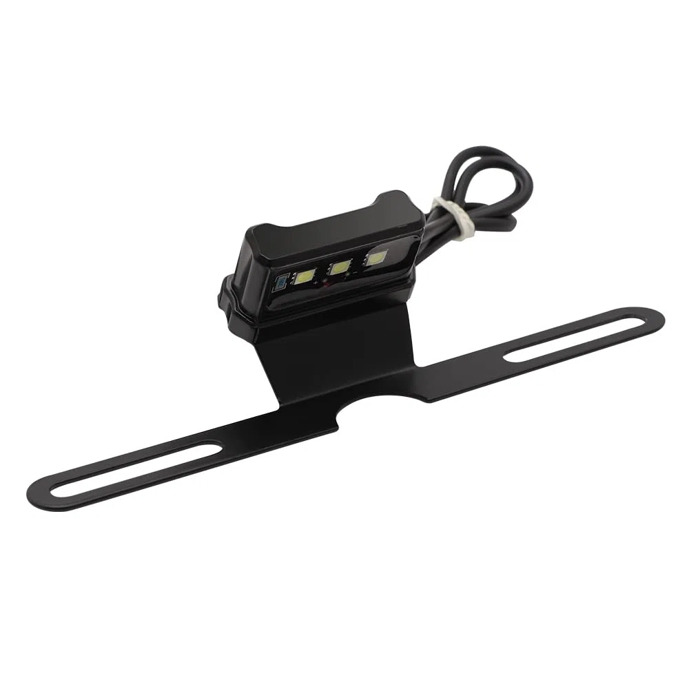 universal luz trasera moto con soporte LED Luz de Freno de Matrícula Lámpara de Roja Homologados compatible con ATV, cruiser, chopper, etc