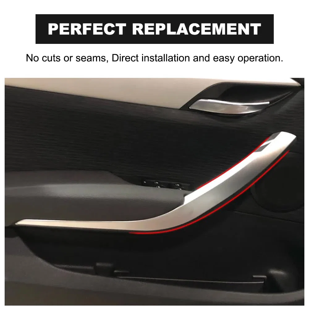 2 PCS Izquierda Derecha Coche Interior Panel de la Puerta Manija Tire Embellecedor Cubierta Auto Interior Manijas de la Puerta Cubiertas Compatible con B-MW X1 E84 10-16-Mate plata
