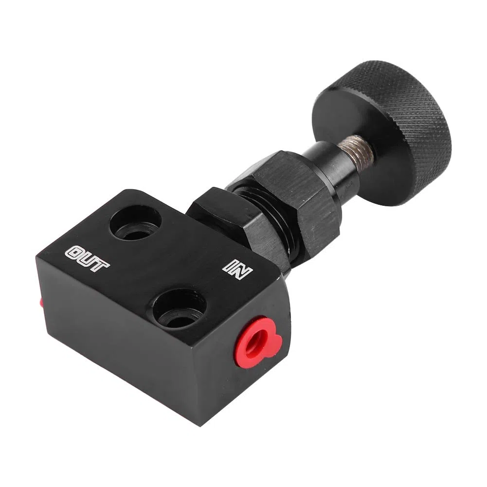 EBTOOLS Válvula de control de escape Válvula de distribución de frenos Válvula de cierre de frenos de aluminio Universal Motorsport Regulador de presión(Negro)