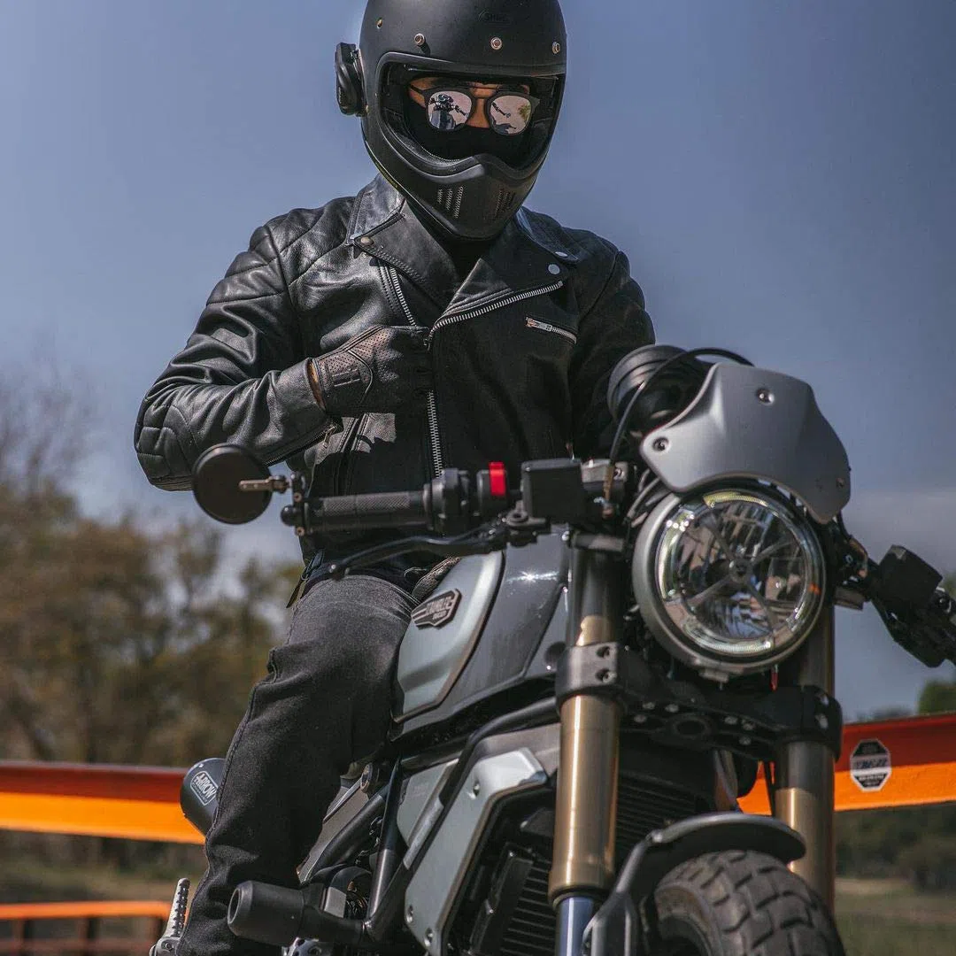 Harssidanzar Guantes de Moto de Cuero con Pantalla táctil de Piel de Cabra de Dedo Completo para Hombre GM028E