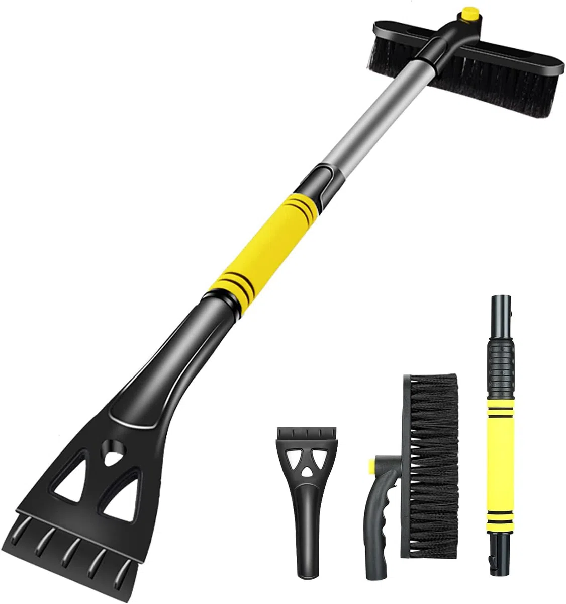 Raspador de Nieve, Raspador de Hielo Para El Parabrisas Del Coche, Cepillo de Nieve Raspador de Coche Desmontable Escoba de Eliminación de Nieve Con Cabeza Giratoria 360 Grados Para Coche SUV Camión