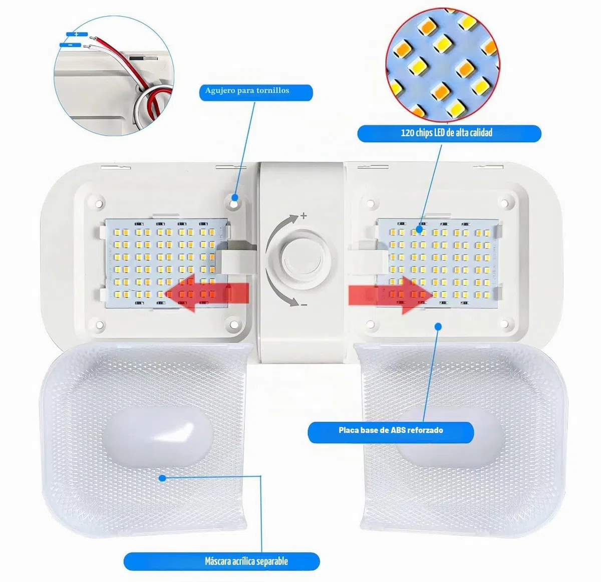 12v Luces Interiores Led, Luces de Techo Regulables, 120 Luces LED para autocaravanas con Interruptor, luz Blanca Amarilla y cálida, Universal para 12v-24v Caravana Coche Camping