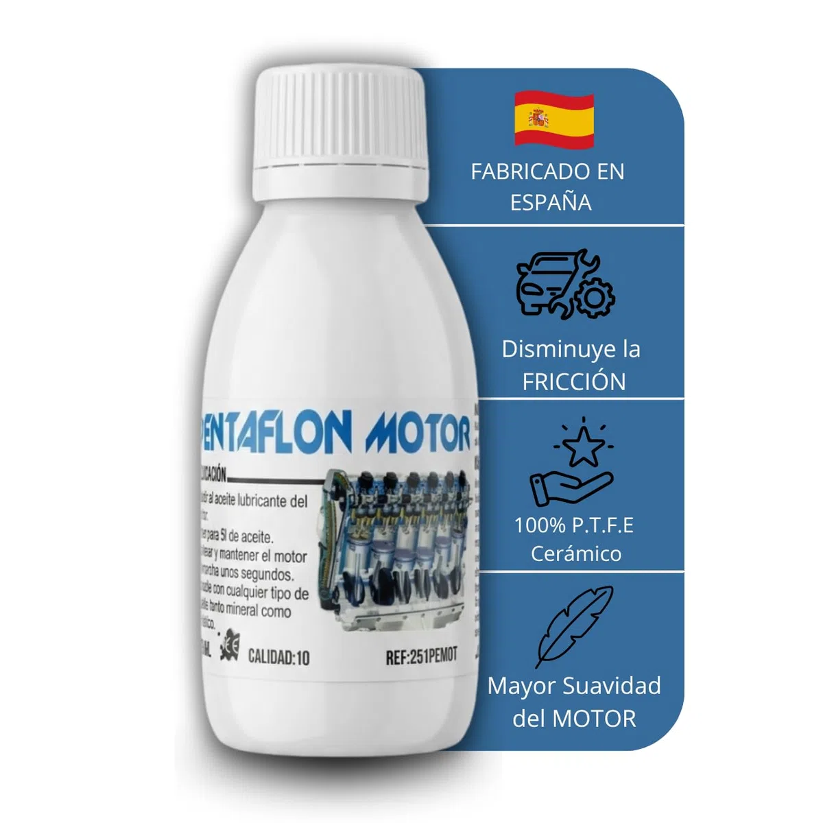 Aditivo Cerámico Antifricción para Aceite Motor Diesel y Gasolina - 100% P.T.F.E Cerámico - Mayor Suavidad, Menor Fricción, Menor Consumo - Aumenta la vida útil del motor - Mejora el Arranque en Frío
