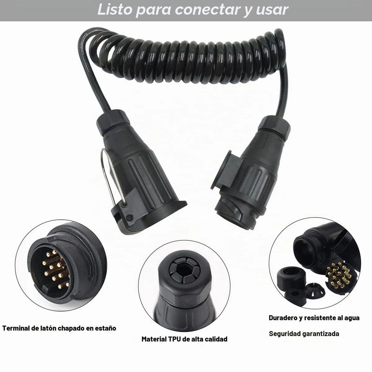 Remolque Cable de Extensión 13 Pines 3M Enchufe Remolque Cable Cableado del Remolque Cable Eléctrico en Espiral 12V Enchufe Alargadera Cable Remolque para Remolque Coches Caravanas Camión RV