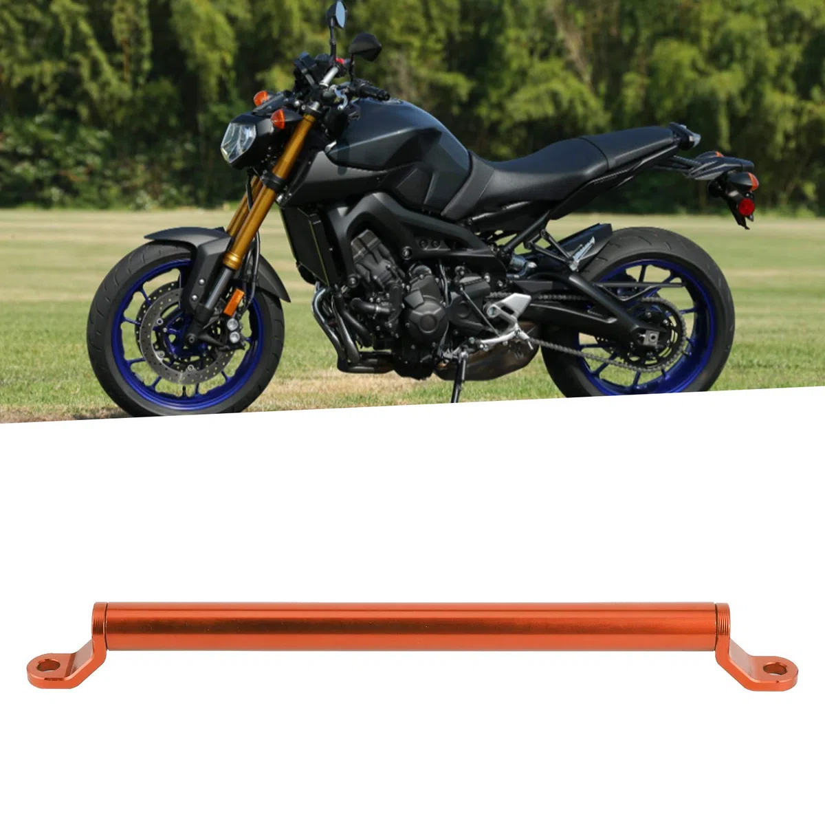 Barra de equilibrio de motocicleta Aramox, barra de equilibrio CNC de aleación de aluminio, manillar transversal, refuerzo extendido para motocicleta(naranja)