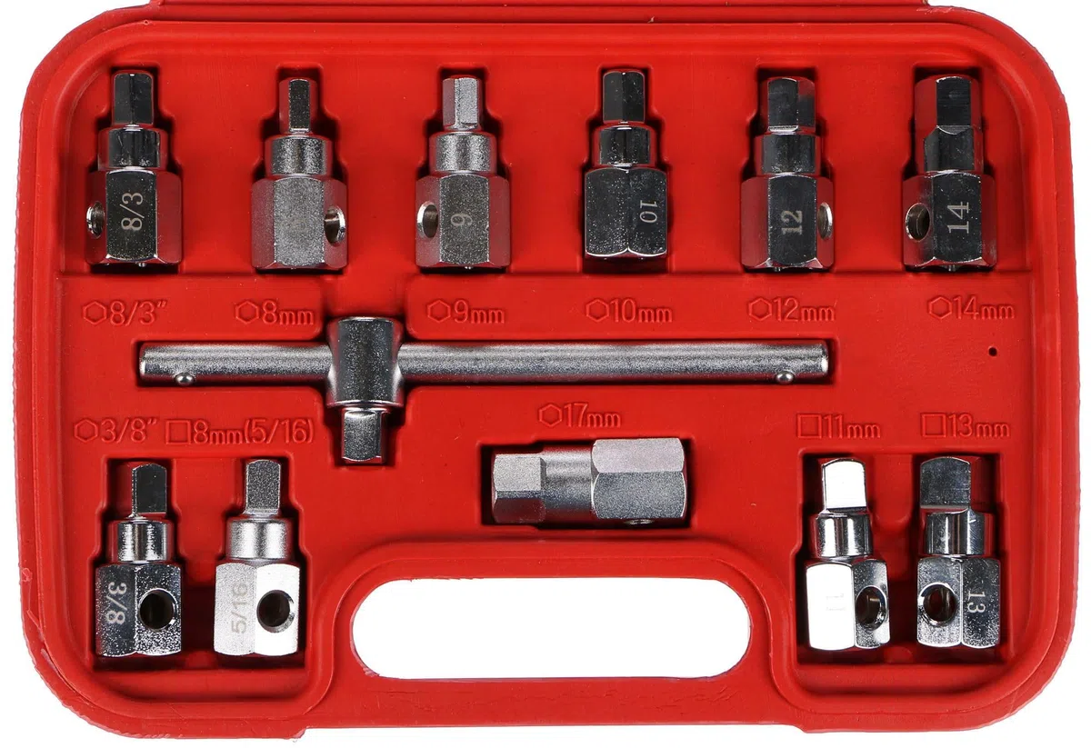 Mechanic Oil Drain Set 12 | Juego de Llaves para Vaciado de Aceite | hexágono y Cuadrado | 12 Piezas