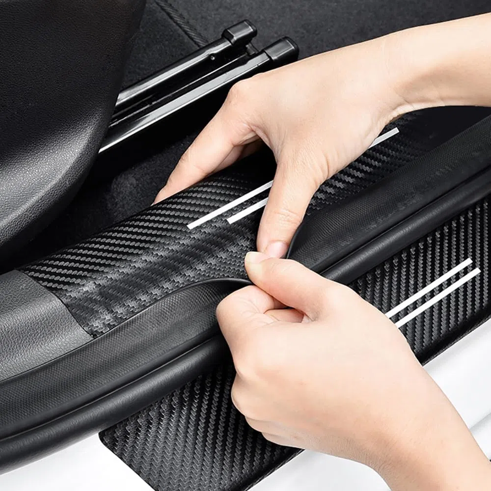 5pcs Coche Protector Umbral Puerta, para Mitsubishi Eclipse Cross 2018-2023 Carbono CocheTira Protectora Alféizar Puerta Coche Decorativo Accesorios