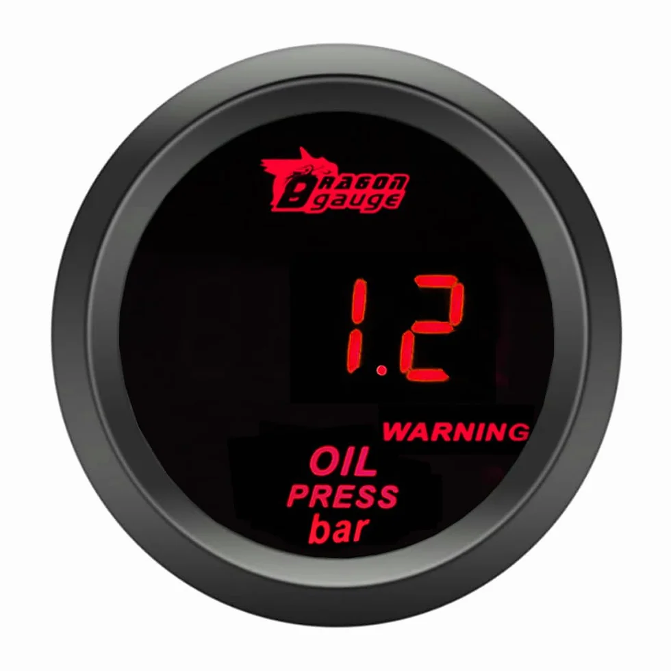 ETOPARS Universal Coche Medidor de Presión del Aceite 2 Pulgadas 52mm Aceite Presión Indicador Digital Bar Aceite Presión Medidor de Calibre Rojo Luz Press Instrumentos