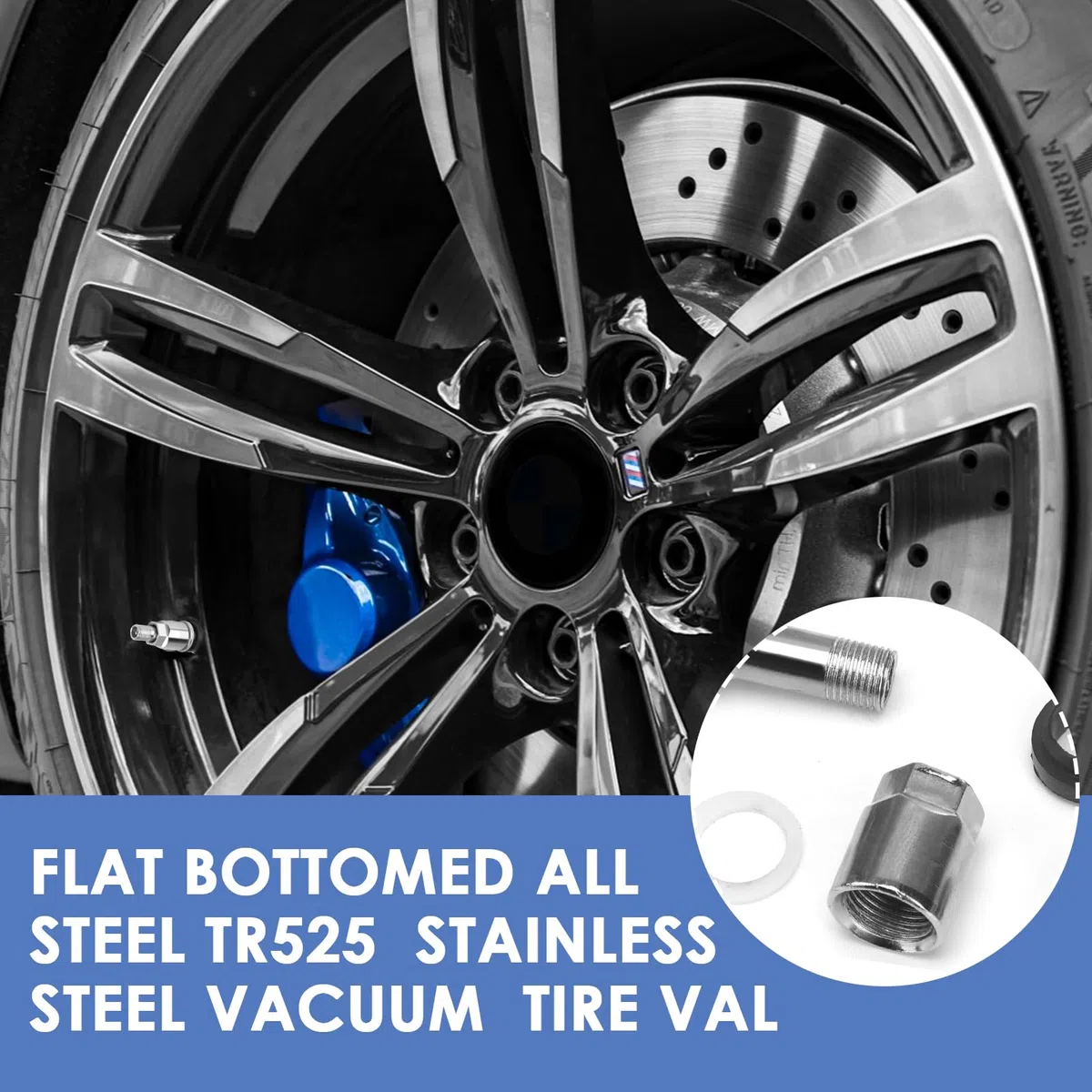 4pcs Válvula de Neumático de Coche con Tapón, Válvula de Metal para Llantas Sin Cámara Orificio de Válvula Universal 11,3mm con Tapón y Junta de Goma para Rueda Motocicleta Bicicleta Camión Plata