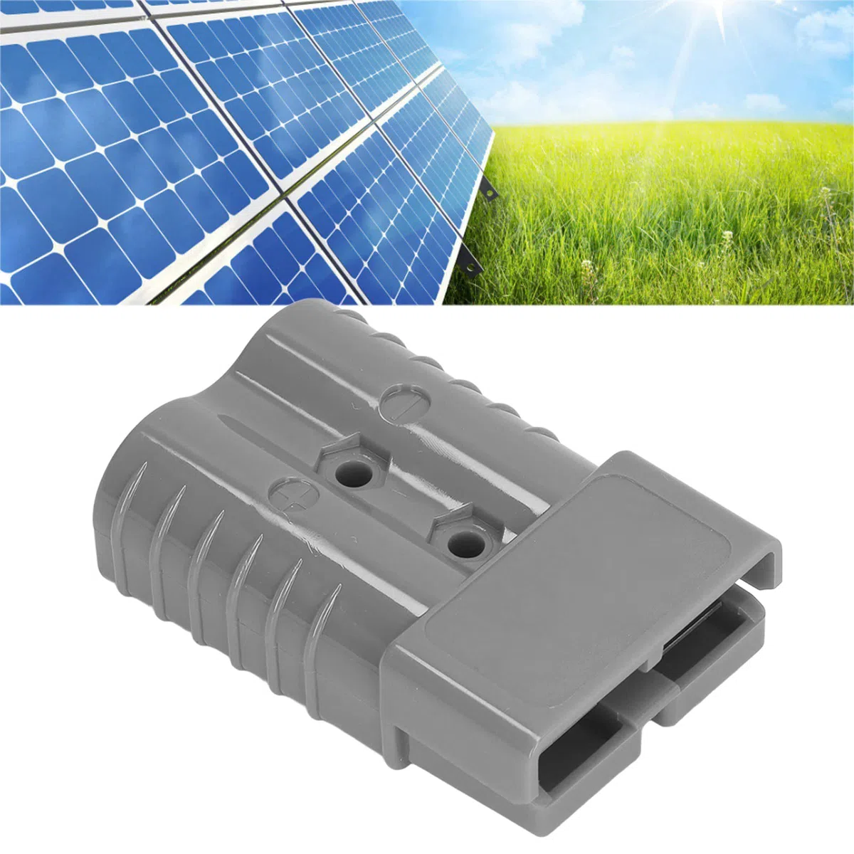 Conector de Batería 350A, Conector de Enchufe Bipolar de Pequeño Volumen Terminal Plateado SH350 de Alta Corriente para Carretilla Elevadora (Gris)