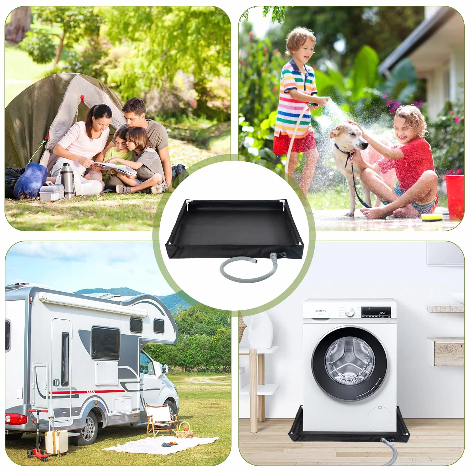 Plato de ducha portátil, 2 en 1, plegable, base de ducha para camping, con tubo de drenaje, separación de ducha plegable al aire libre, toldo impermeable inferior para baño de mascotas