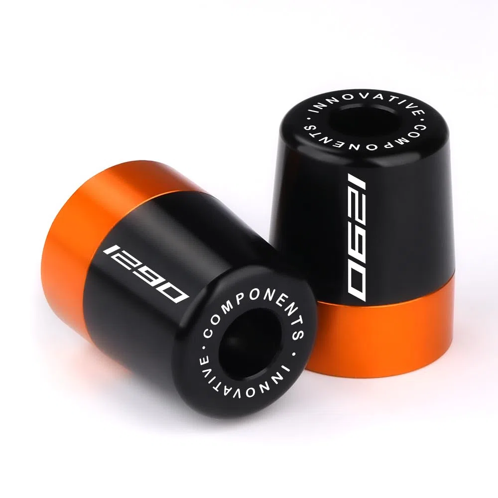 Modeer Empuñadura de manillar Compatible con 1290 Super Duke R/RR/GT Todos los años Moto CNC Aluminio Tapón de extremo de manillar Almohadilla de equilibrio 1290 Accesorios (naranja/negro)