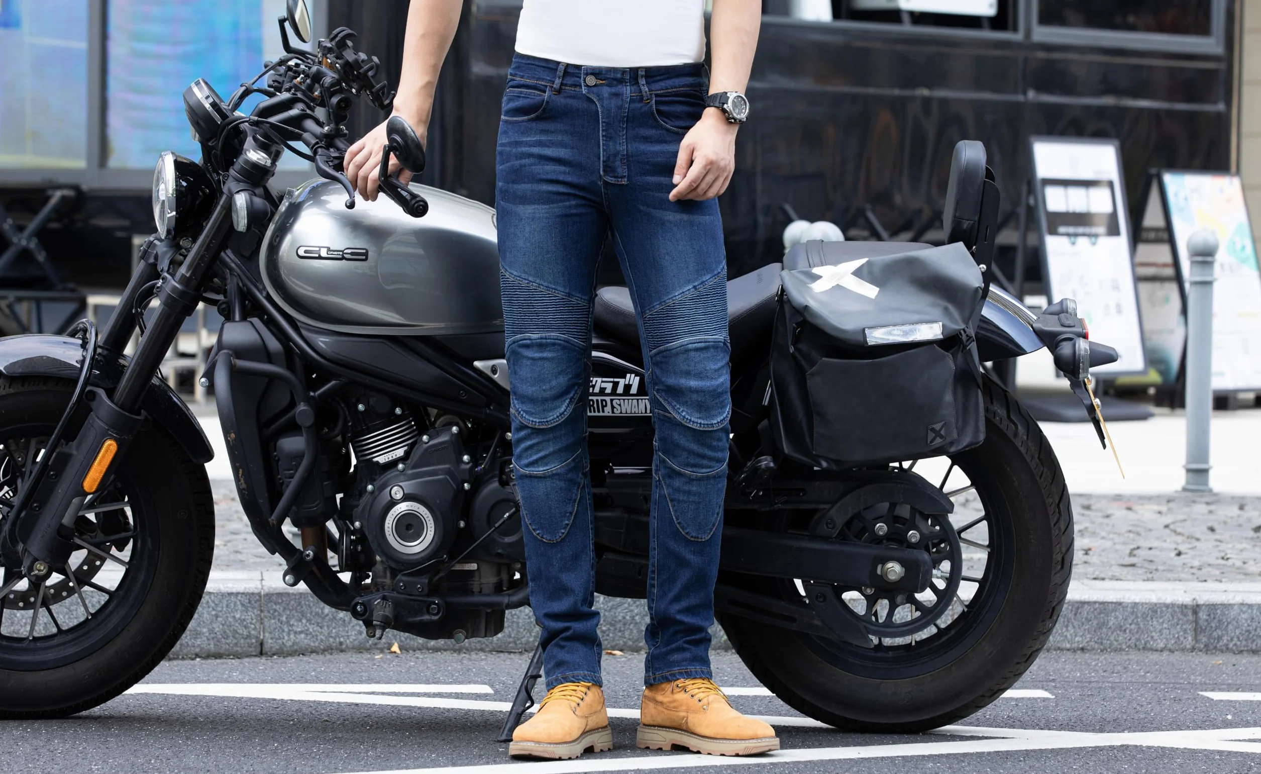 CTBQiTom Jeans de Moto para Hombre con Protecciones CE Nivel 2 | Vaquero Elástico de Diseño Minimalista y Protecciones Extraíbles