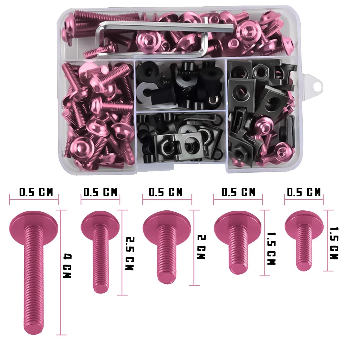 Kits Tornillos-De Carenado De Motocicleta, Moto Kit Pernos Carenado-Tornillos, Universal Motocicleta Tornillos Carenados Kit Carroceria, Kits-Tornillos Para Carenado Moto(Rosa)