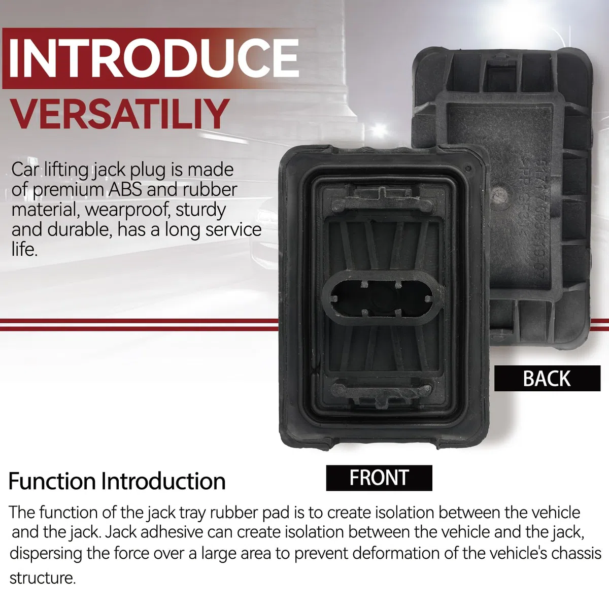 AUTOXBERT Soporte para gato hidráulico, plataforma elevadora delantera y trasera, almohadilla de goma, bloque de goma, adaptador para BMW Serie 5 E60 E61 X3 F25 X4 51717065919 (4 unidades)