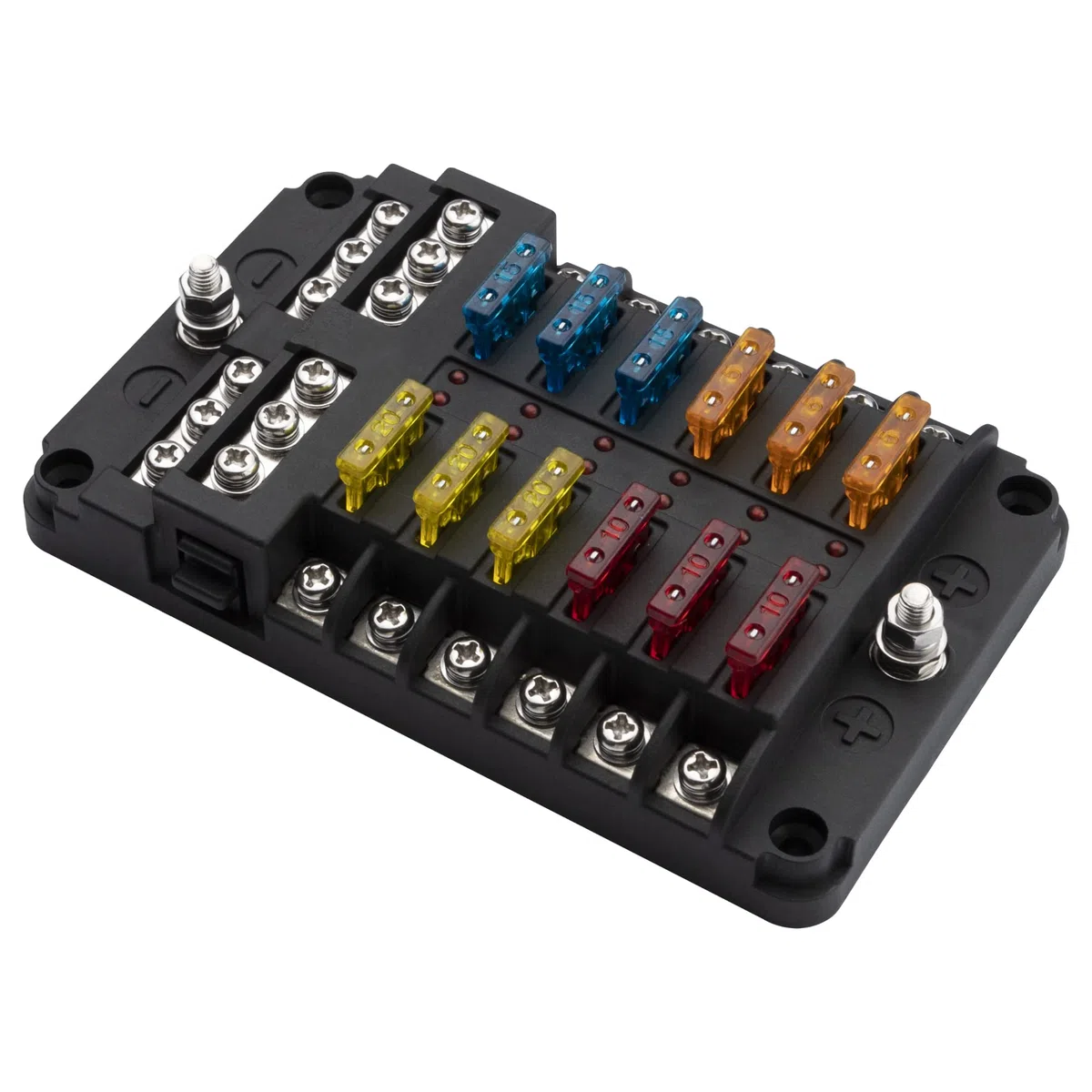 Portafusibles 12v Coche ZEALfix Caja Fusibles 12 Vías Porta Fusibles con Indicador de Luz para Coche RV Barco Camión Vehículo SUV Yate