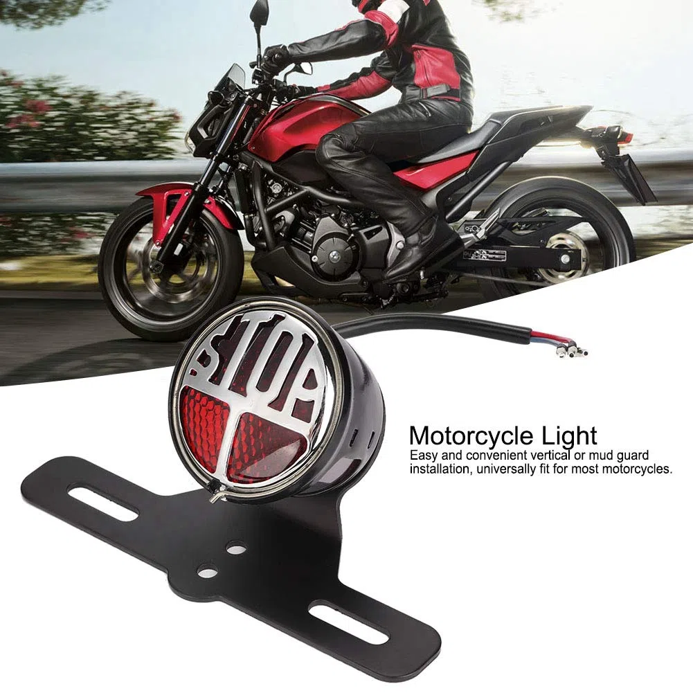 Universal Vintage Motorcycle LED Luz trasera Luz de freno Luz de freno Lámpara con soporte de matrícula