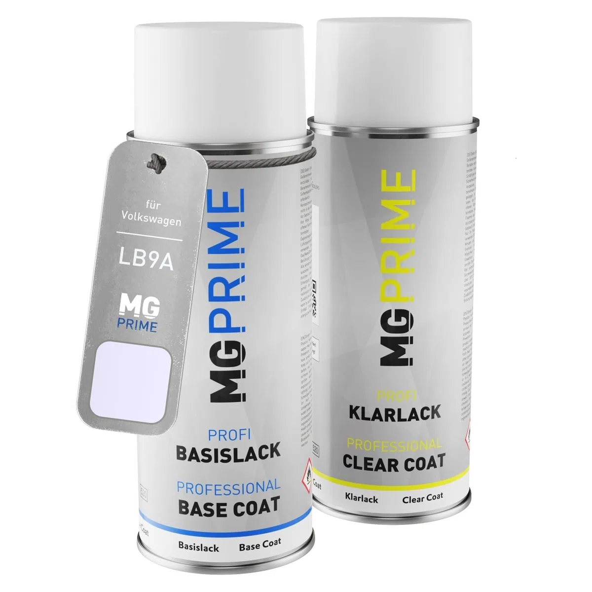 MG PRIME Pintura automotriz Set de aerosoles para Volkswagen VW LB9A / B9A / B4 Candyweiss/Branco Cristal Pintura base pintura transparente, bote de spray de 400 ml