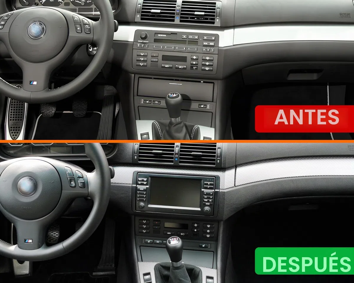 Marco Adaptador climatizador Compatible con BMW Serie 3 E46 Coupe Compact Berlina 1998-2007 Cambio Módulo A/C 2DIN Materiales Resistentes Reposicionamiento de AC