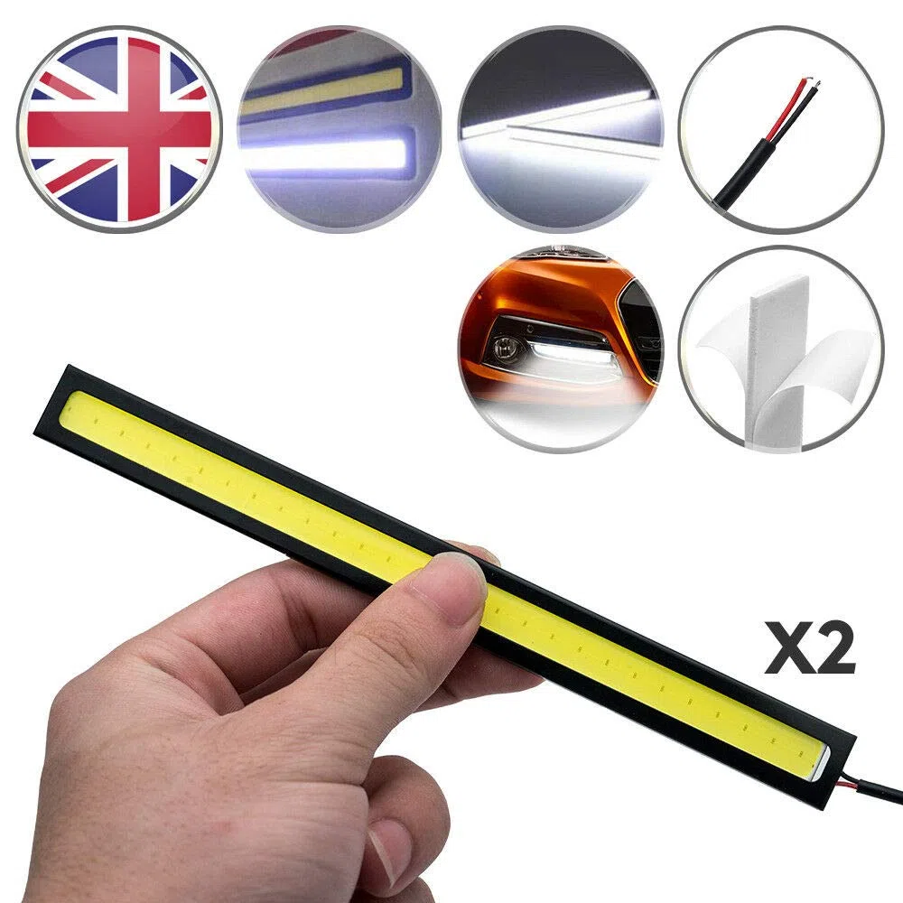 MASO DRL Luces de circulación diurna para coche COB LED tira de luces antiniebla 12 V de alta potencia impermeable flexible conducción antiniebla luces (paquete de 2)