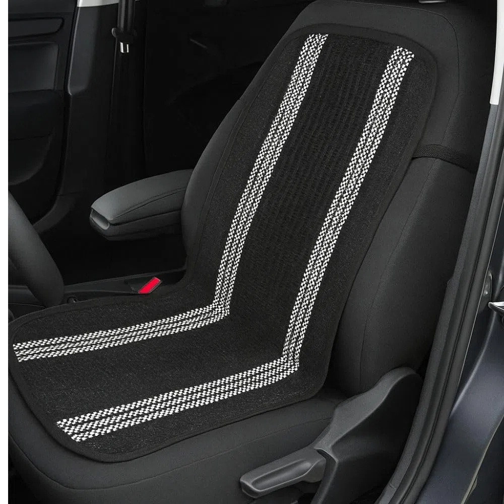 The Boutique for your Car - Respaldo "Don Fresco" Black, Transpirable y Resistente, Compatible con Airbag, Universal, Negro con Líneas Color Natural