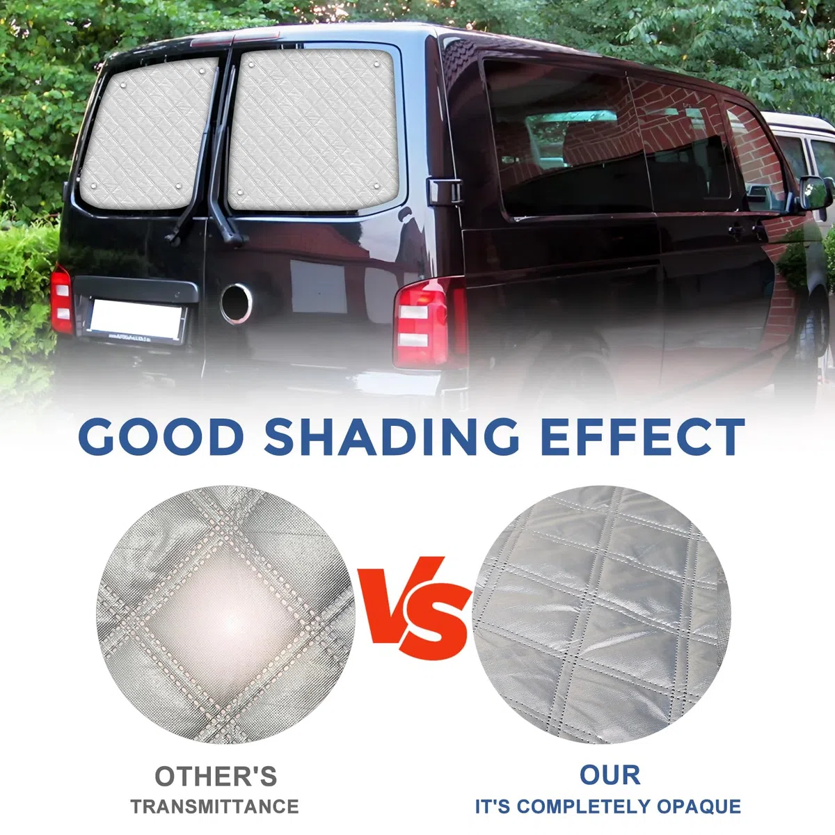 Parasol Coche Trasera Compatible con VW T5 T6 2003-2024, Parasol Trasero Doble Puerta, Protección Solar Interna Protección UV, Plegable
