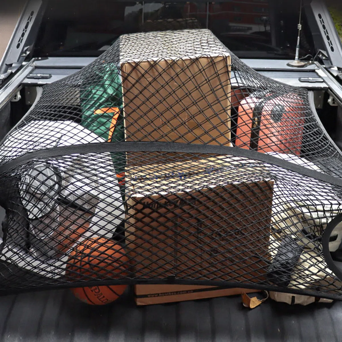 Red de carga elástica, 1,2 x 1,2 m, red de carga para maletero de coche, red de equipaje con 6 ganchos, organizador de red de almacenamiento de coche, malla para camiones, SUV