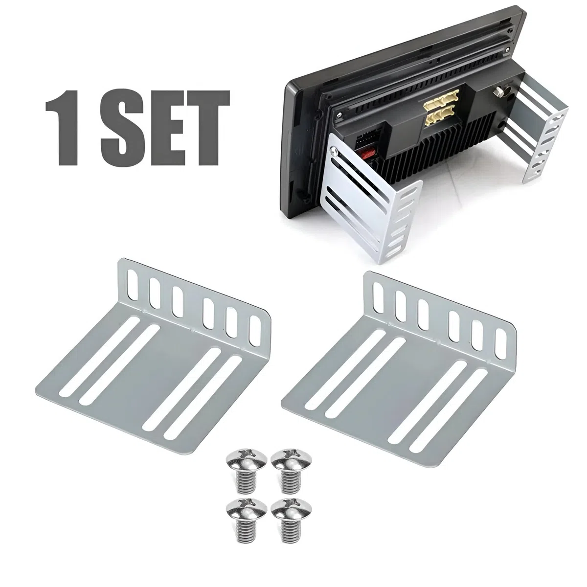 sound-way 2X Soportes de Montaje de instalación de fijación de Radio de Coche Universal con 4 Tornillos de Acero M5