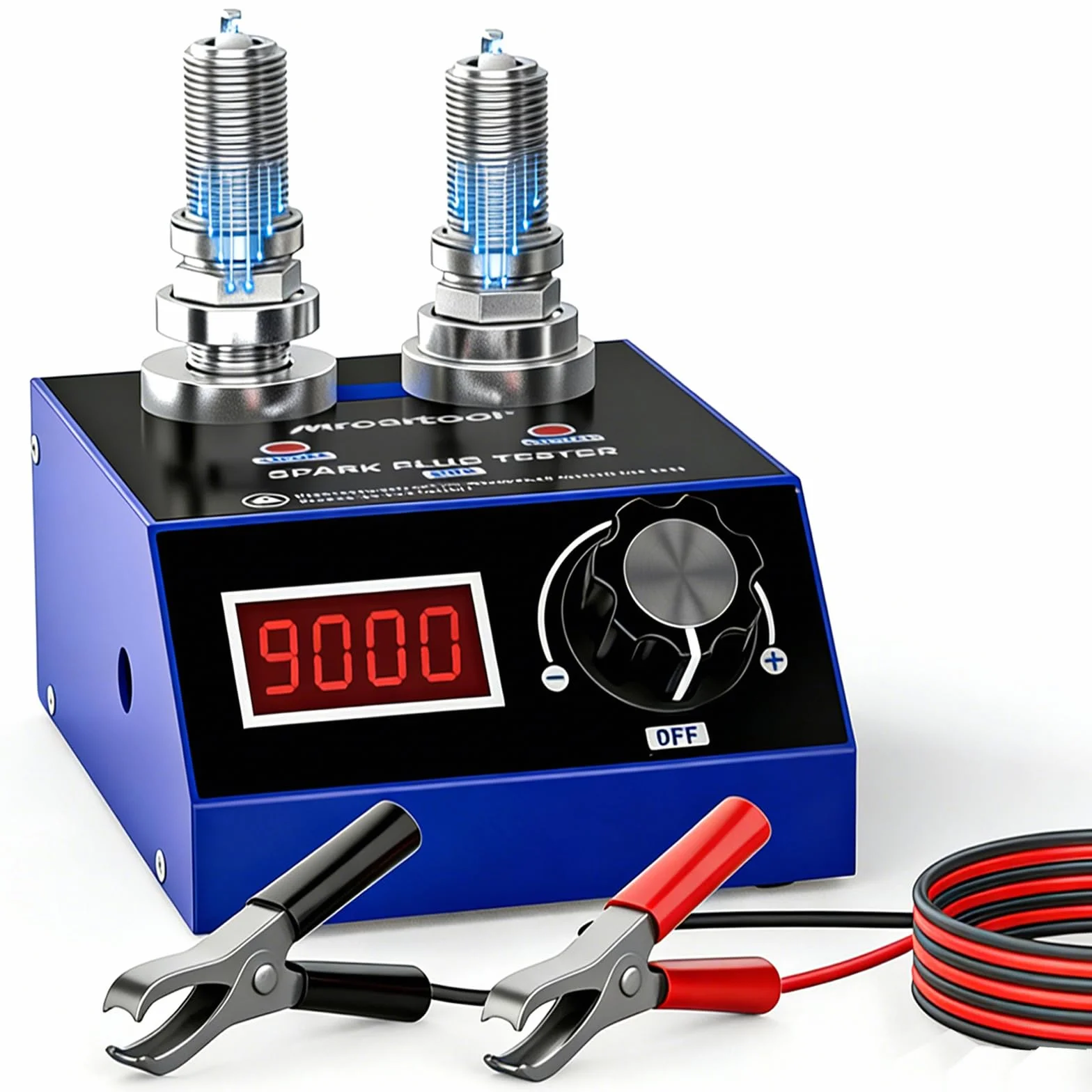 MRCARTOOL Comprobador de bujías 500~9000rpm Analizador de Encendido con Toma de Doble Orificio Ajustable 220V Comprobador Largo para Vehículos 12V 24V